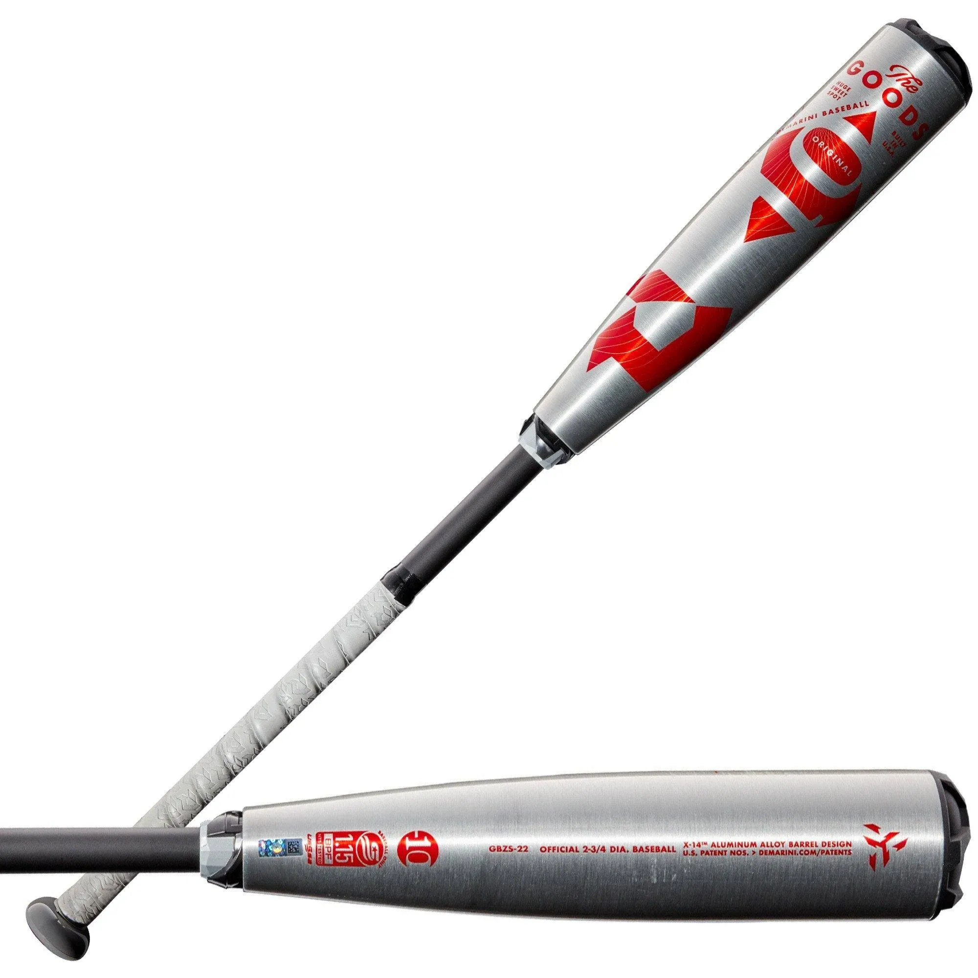 DeMarini 2022 The Goods (-10) USSSA Baseball Bat | Grey