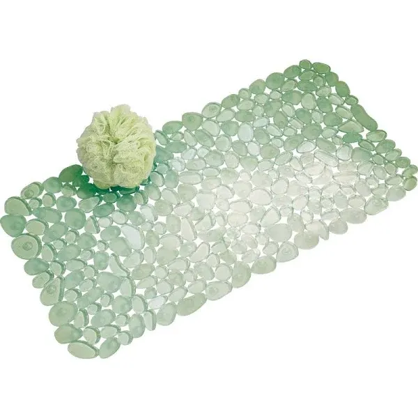 iDesign Green Plastic Non-Slip Pebble Bath Mat, 13.75&#034; x 1.78&#034;