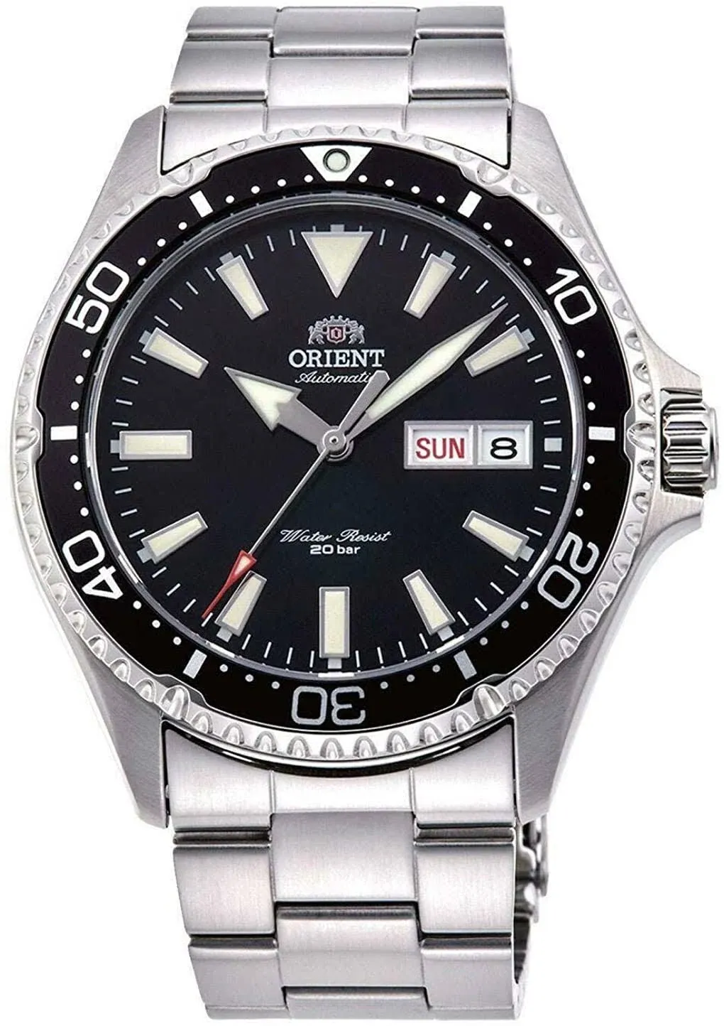 Orient RA-AA0001B Men's Kamasu Stainless Steel Black Bezel Black Dial Automatic Dive Watch