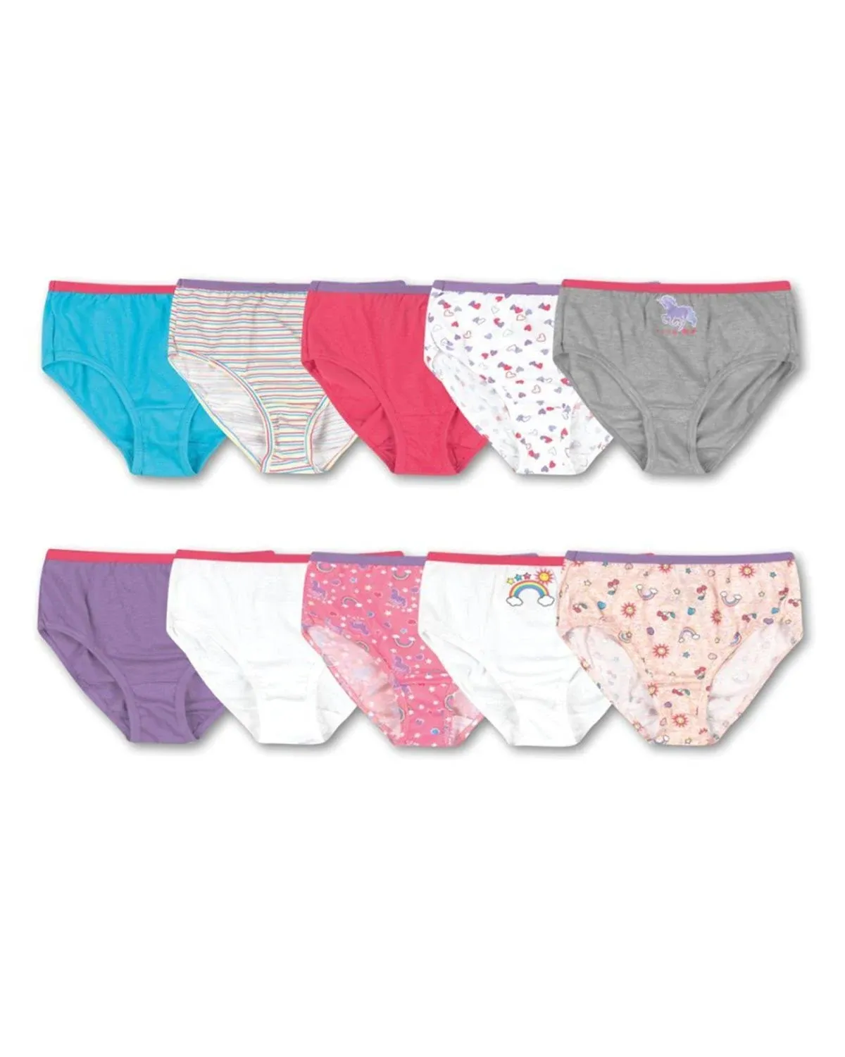 Hanes Girls' Cotton Briefs, 10-Pack Assorted 1 8