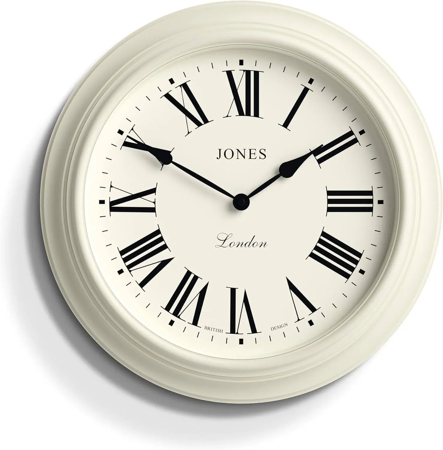 Jones Supper Club Roman Numeral Wall Clock in Linen White