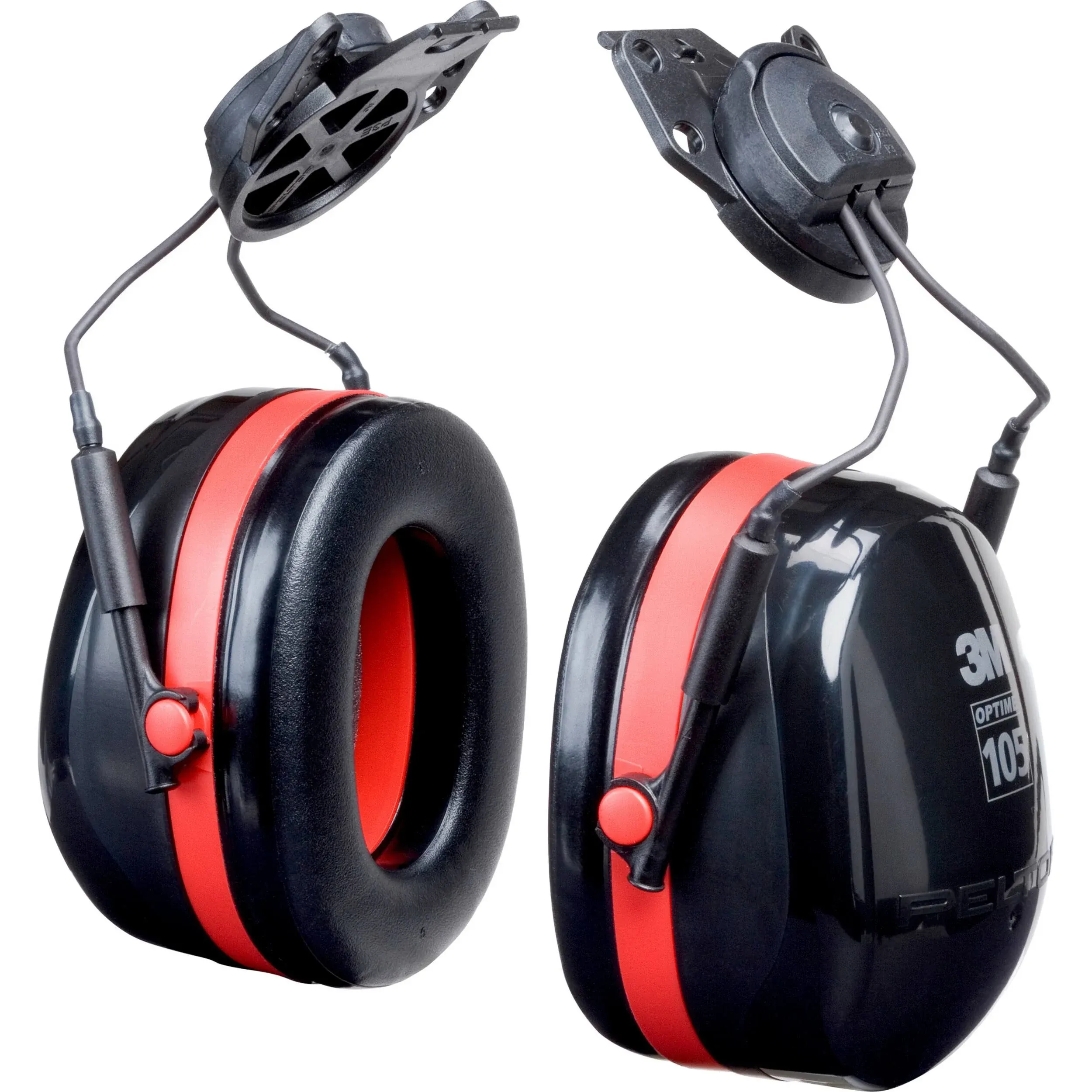 PELTOR&trade; Optime&trade; 105 Earmuff, 27 dB NRR, Black/Red, Cap Attached