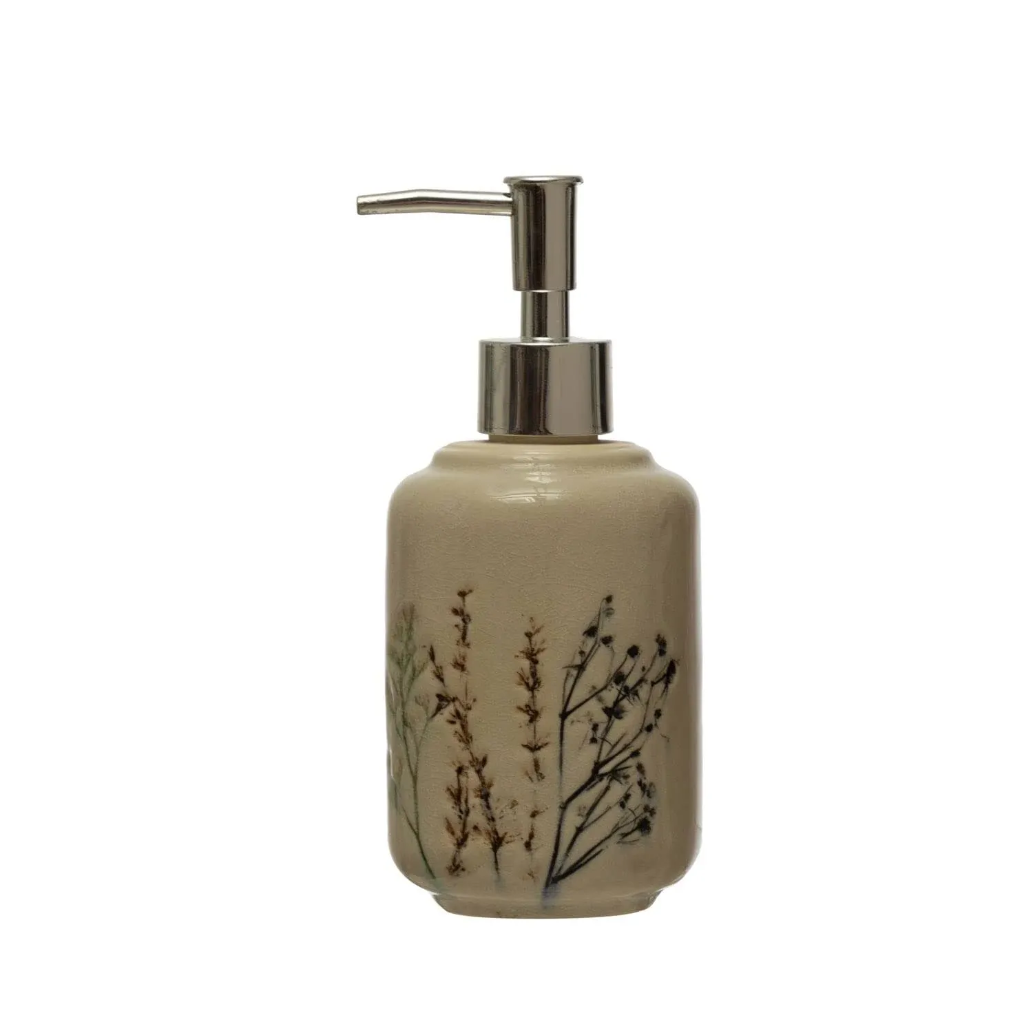 Stoneware Floral Soap Dispenser — Modern Home Accents