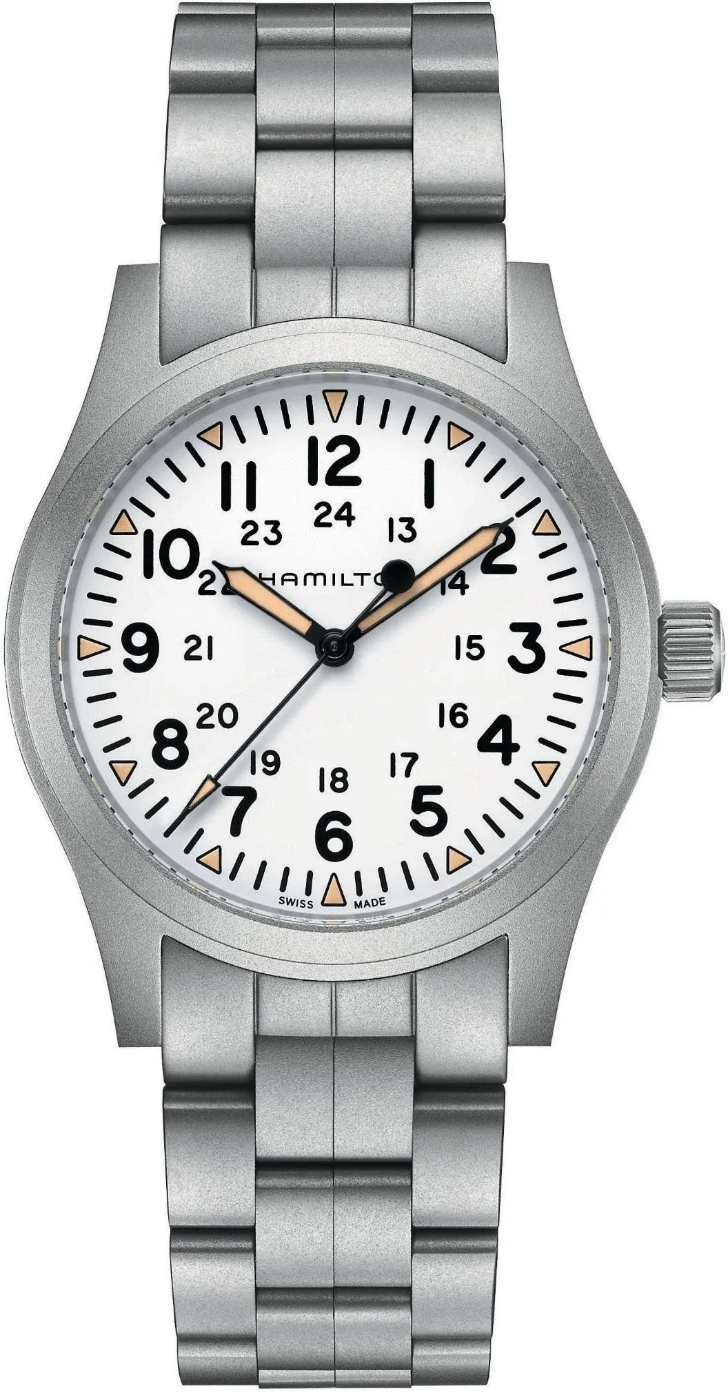 Hamilton Khaki Field Mechanical White Dial Steel Men's Watch H69529113