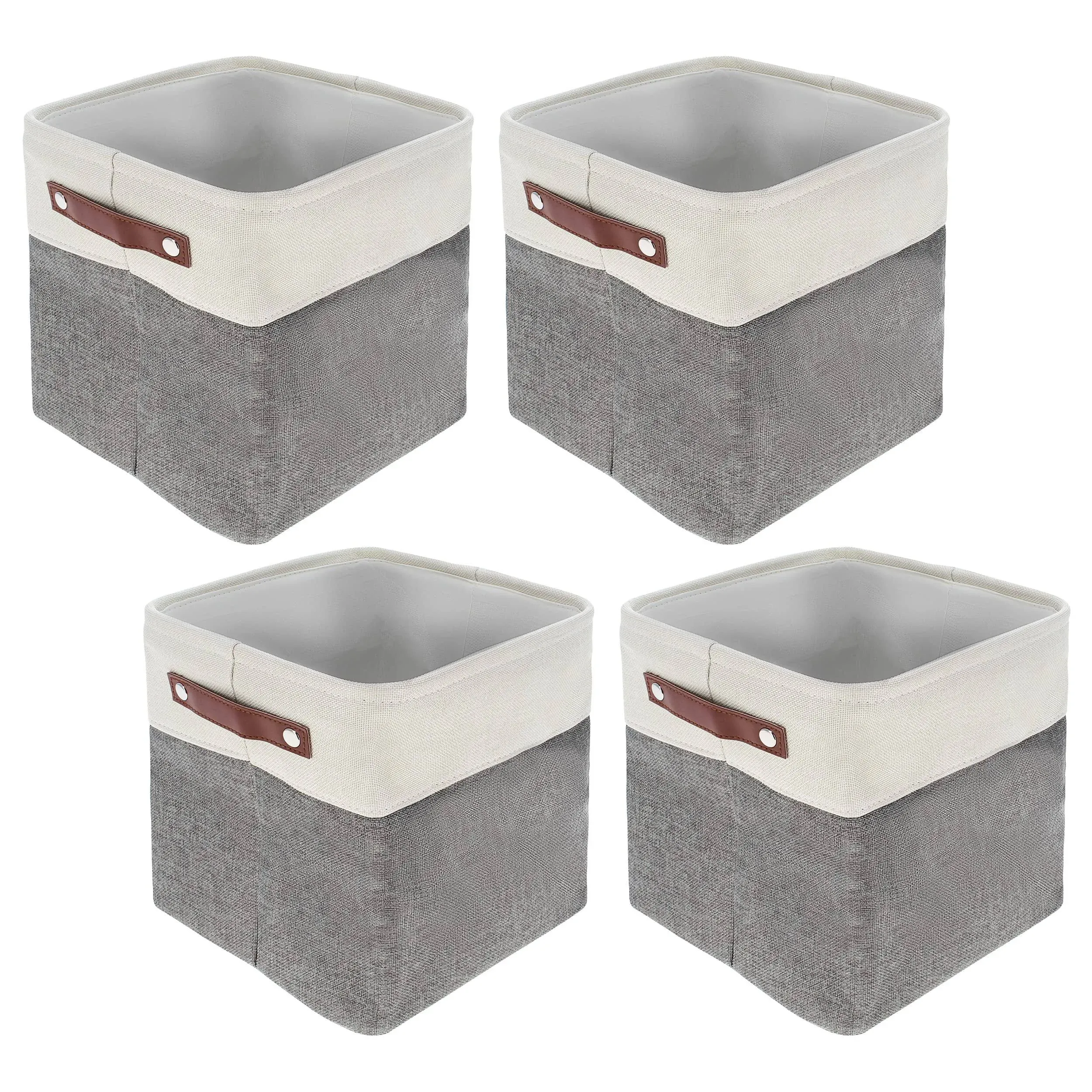 Creekview Home Emporium Fabric Cube Storage Bins 4 Pack - 10 x 10in White/Gray ...