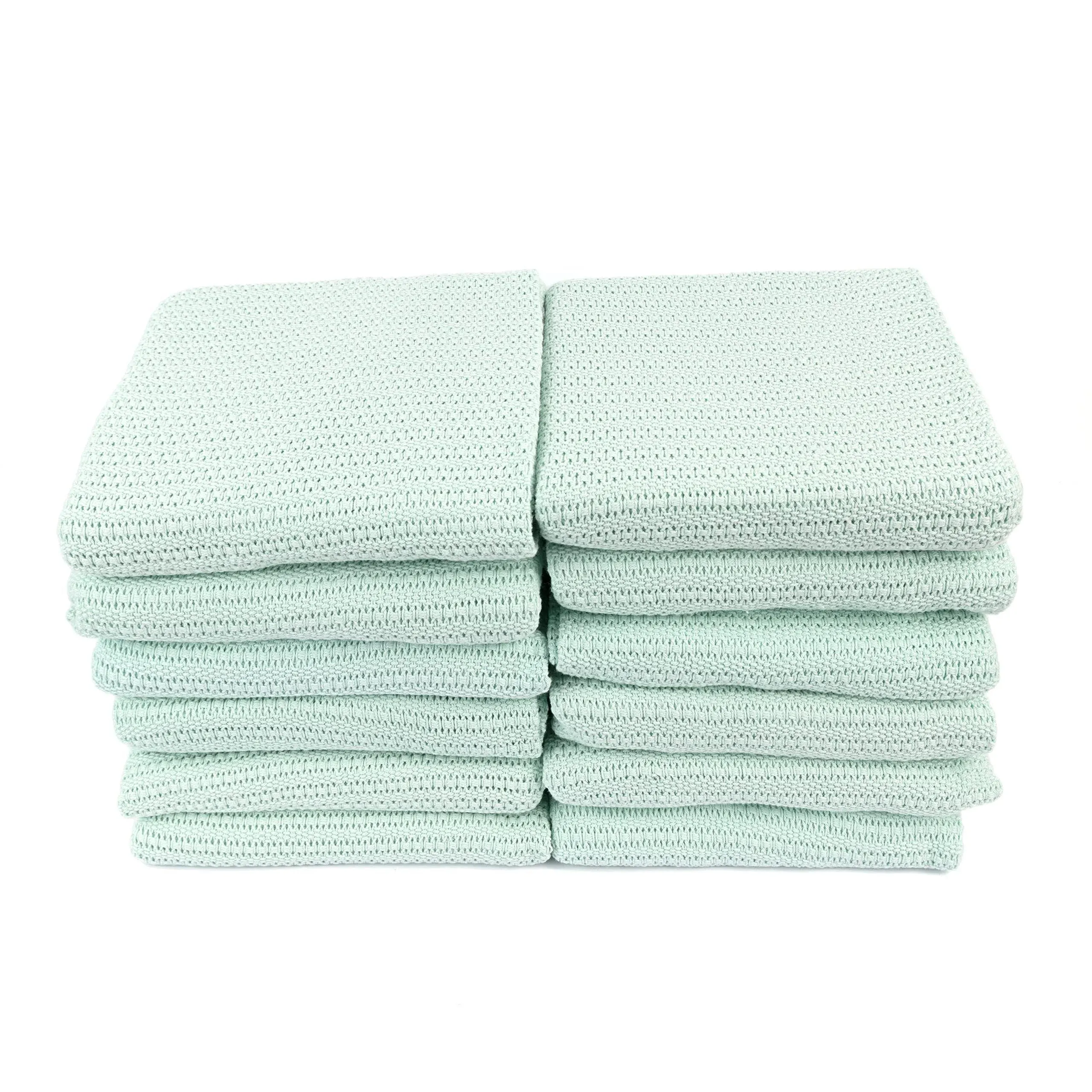 Cotton Thermal Baby Blankets, 12pk, Mint