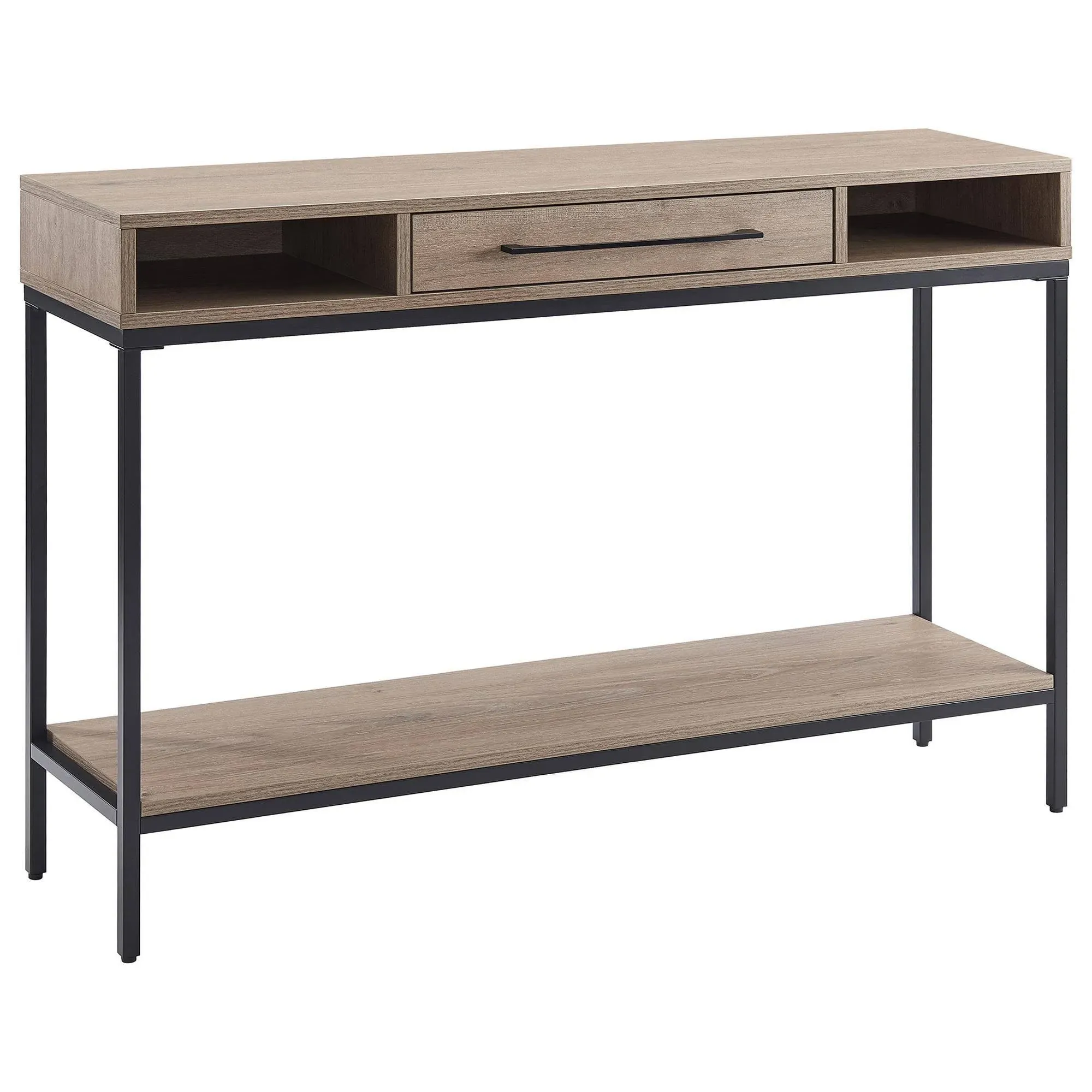 Arroyo 45" Wide Rectangular Console Table in Blackened Bronze/Antiqued Gray Oak - Hudson & Canal AT1670