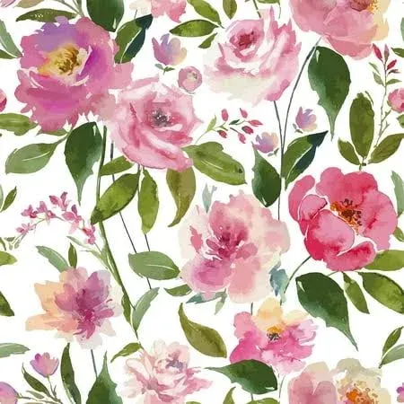 VEELIKE 17.7''x118'' Pink Floral Peel and Stick Wallpaper Watercolor Peonies ...