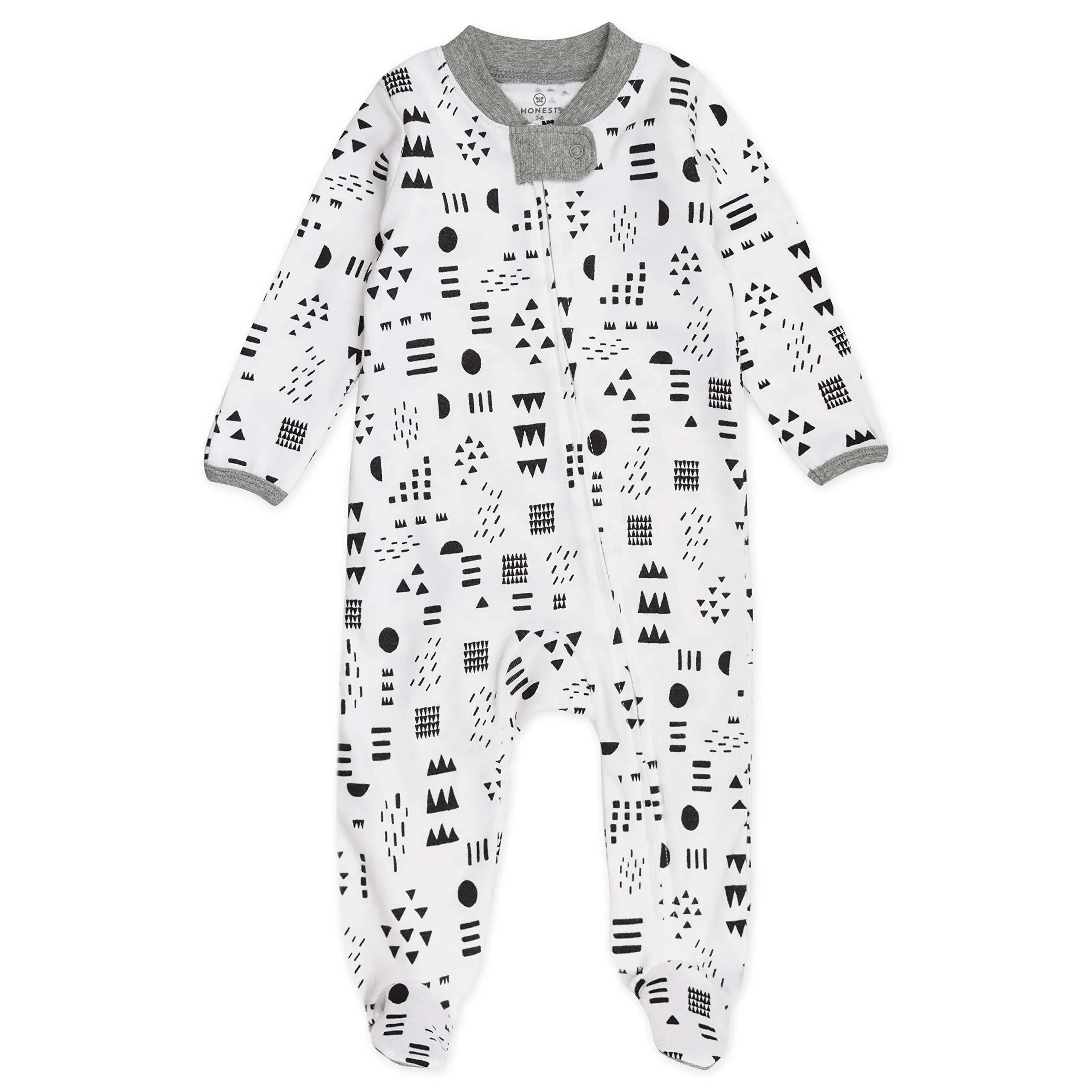 Honest Baby Organic Cotton Pajama Jumpsuit - Black/White Newborn