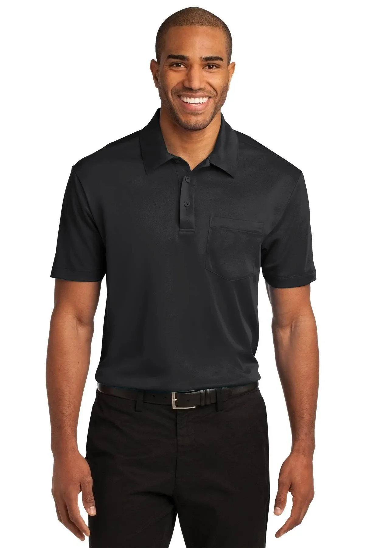 Port Authority K540P Silk Touch Performance Pocket Polo - Steel Grey