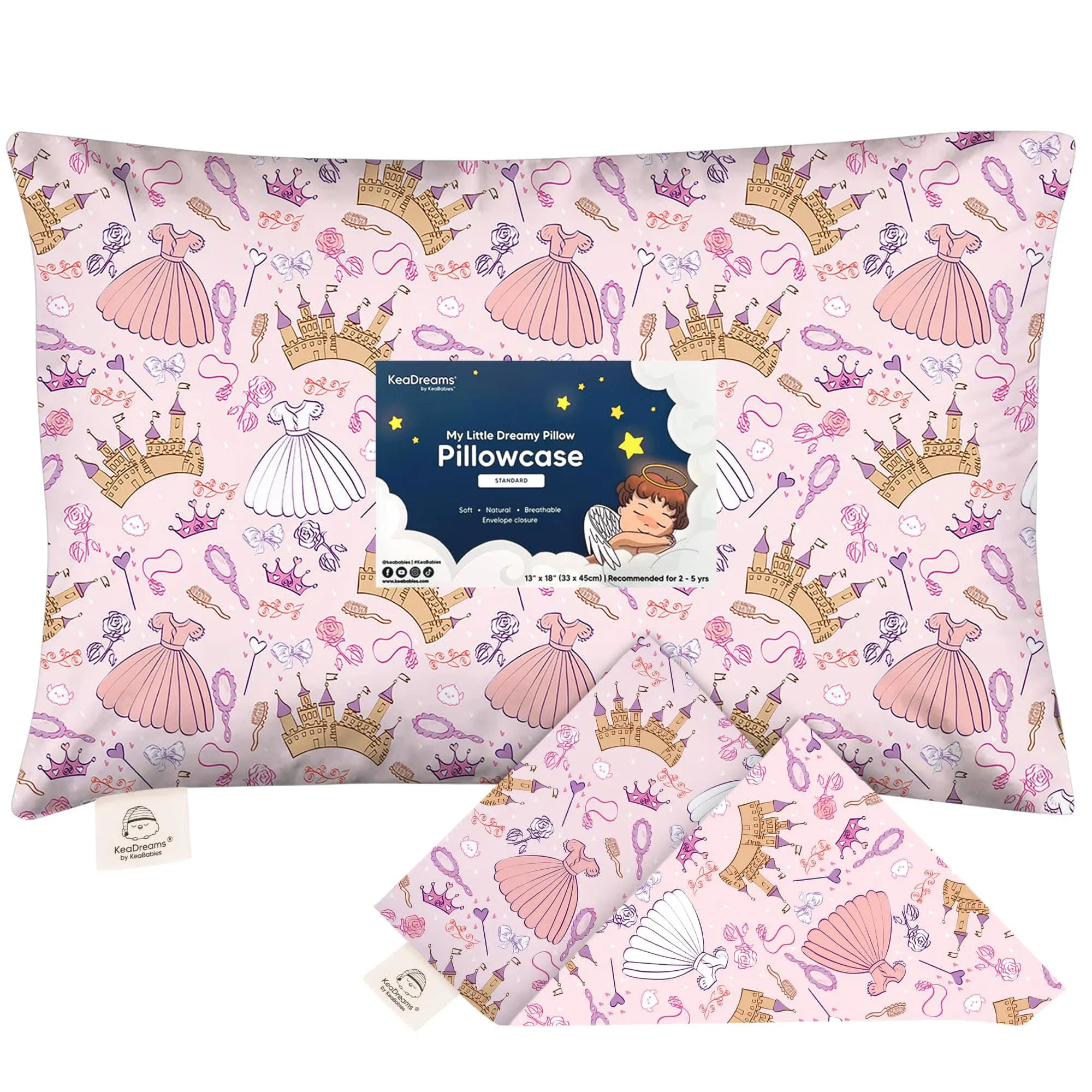 KeaBabies Printed Toddler Pillowcase 13X18" Dear Princess