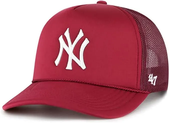 "Men's White New York Yankees Foam Front Script Trucker Snapback Hat"