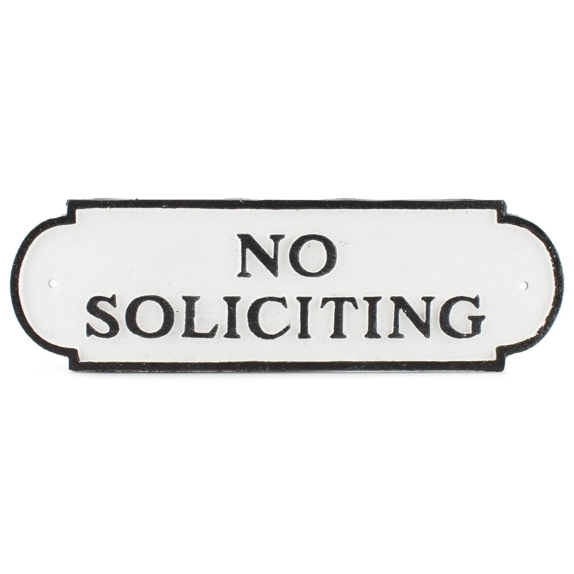 Rustic Cast Iron No Soliciting Sign 11.9 x 3.4in Includes Mounting Hardware