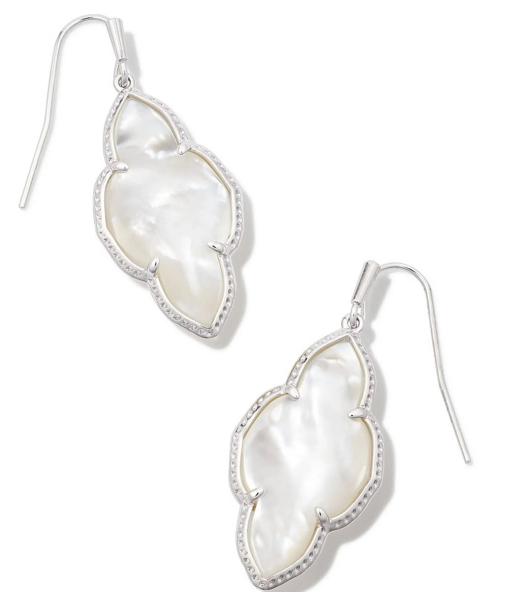 Abbie Silver Drop Earrings in Ivory Mother-of-Pearl