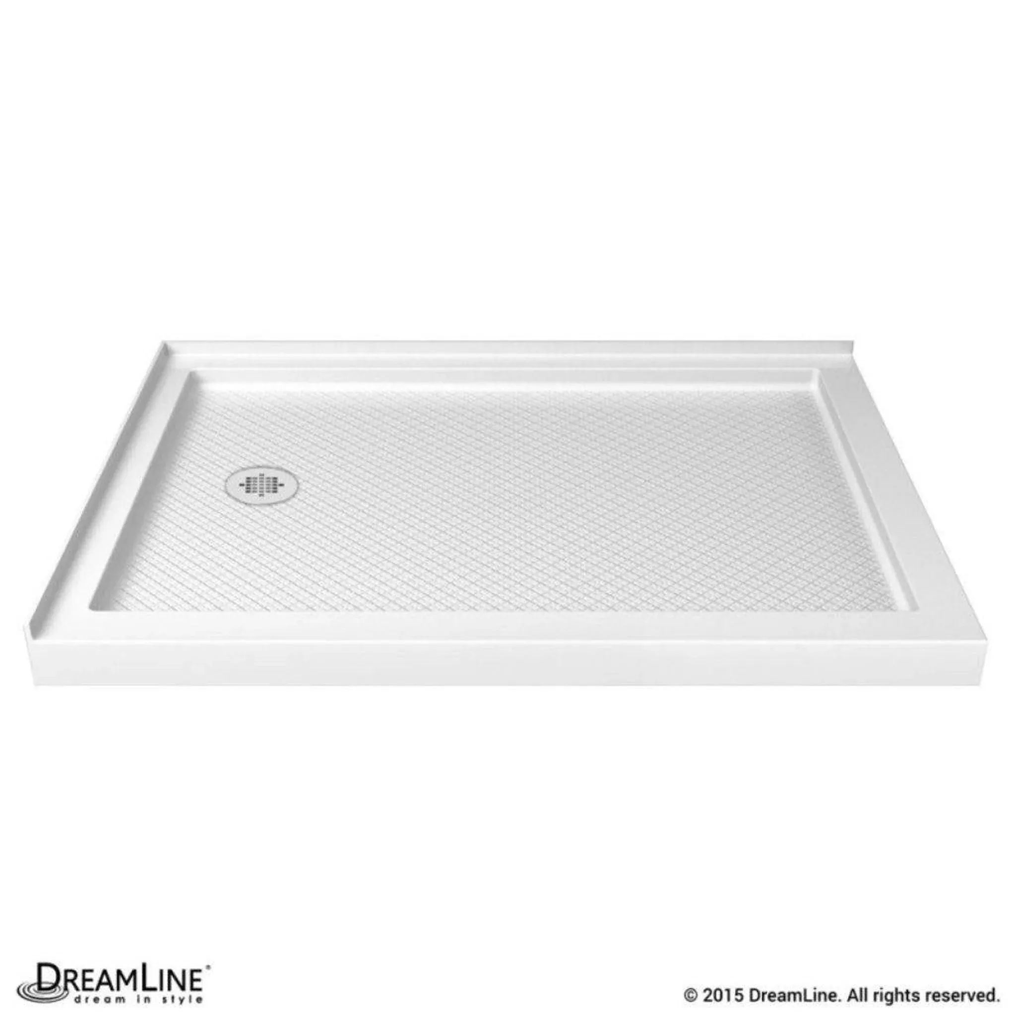 DreamLine SlimLine 36 in. D x 54 in. W x 2 3/4 in. H Drain Double Threshold Shower Base DLT