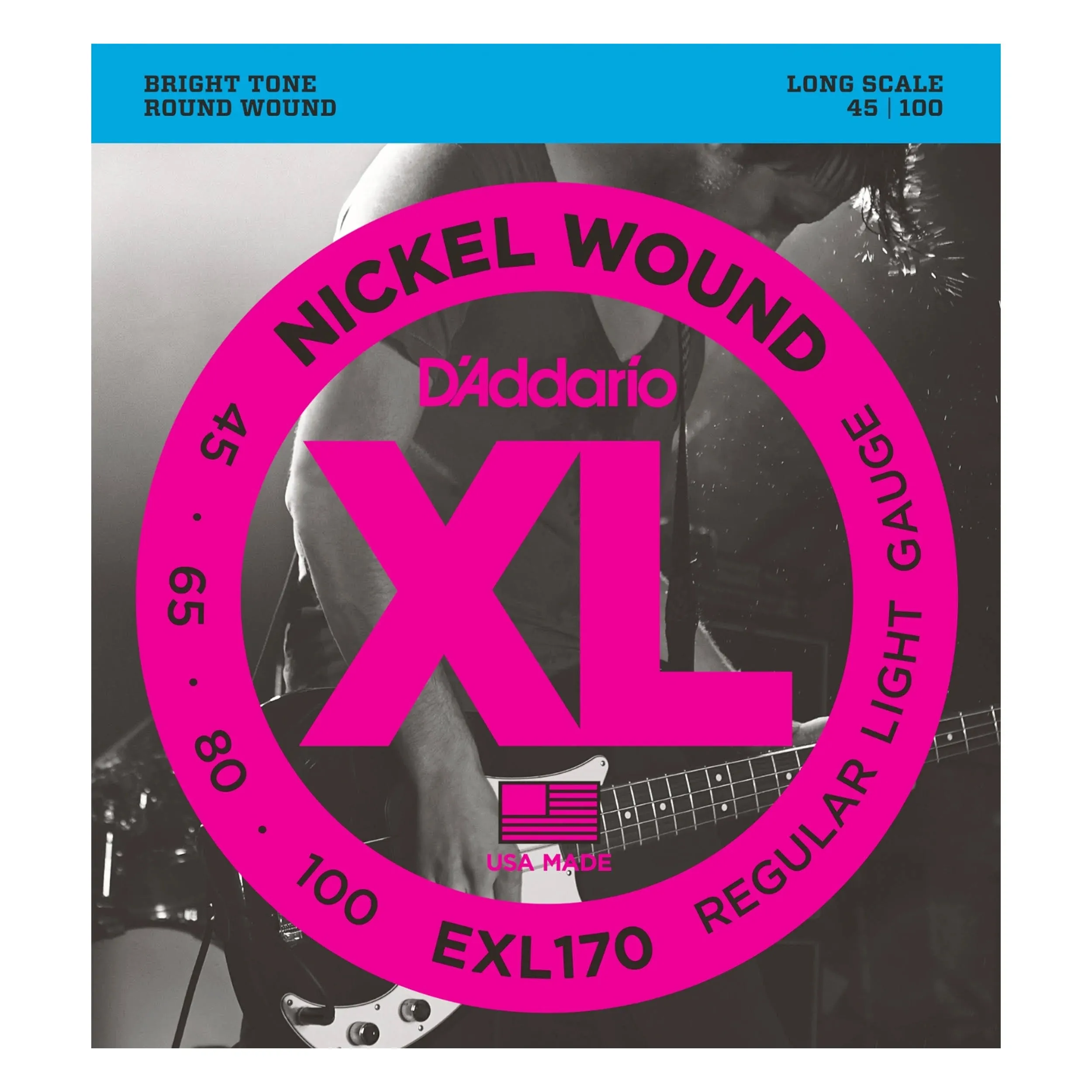 D'Addario EXL170-8 Nickel Wound 8-String Long Scale Light Bass Strings (32-130)