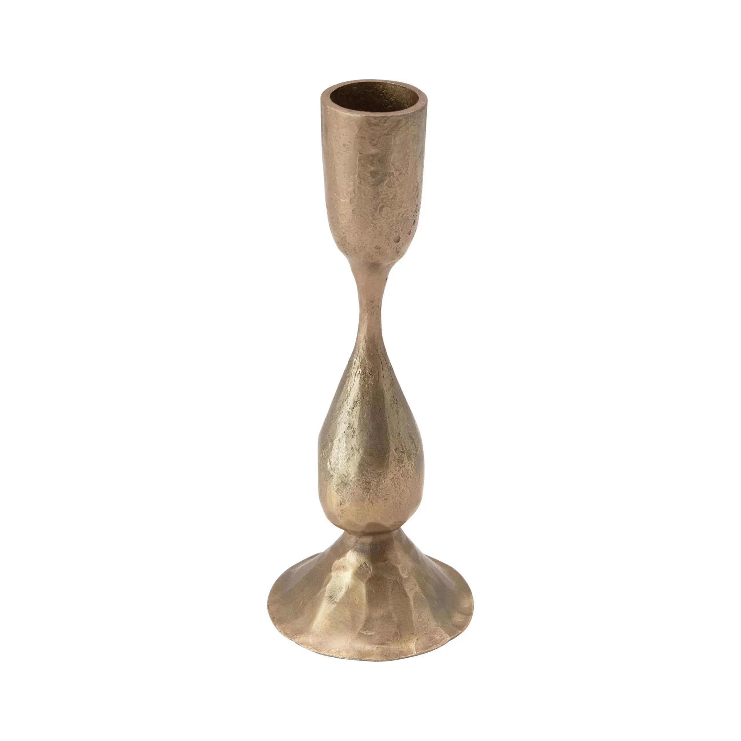 Hand-Forged Metal Taper Holder, Antique Brass Finish