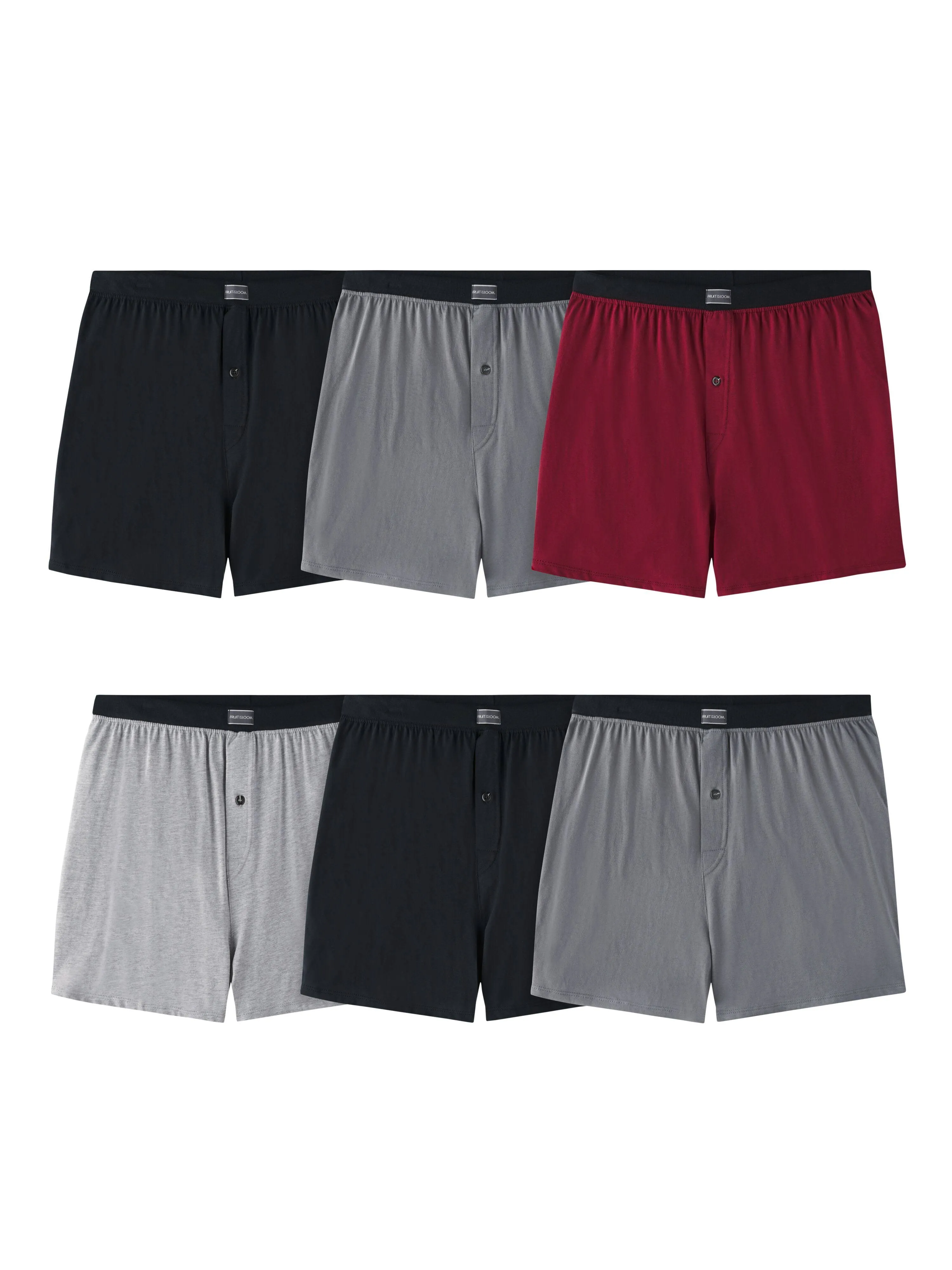 Fruit of The Loom Men's Knit Boxers, Assorted 6 Pack