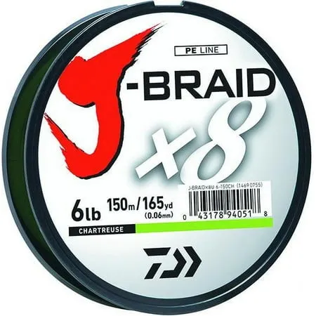 Daiwa JB8U20-300CH J-Braid Chartreuse Fishing Line 330 Yards, 20lb