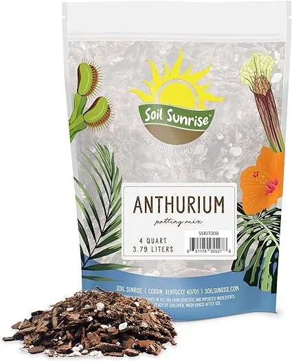 Anthurium Plant Potting Soil Mix (8 Quarts), Indoor Houseplant Custom Blend for Flowering Anthuriums