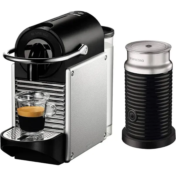 Nespresso Pixie Espresso Machine with Aerocinno Milk Frother by DeLonghi