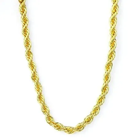 Rope Chain Necklace - 18K Yellow Gold Plating Over Silver - Minimalist Necklace ...