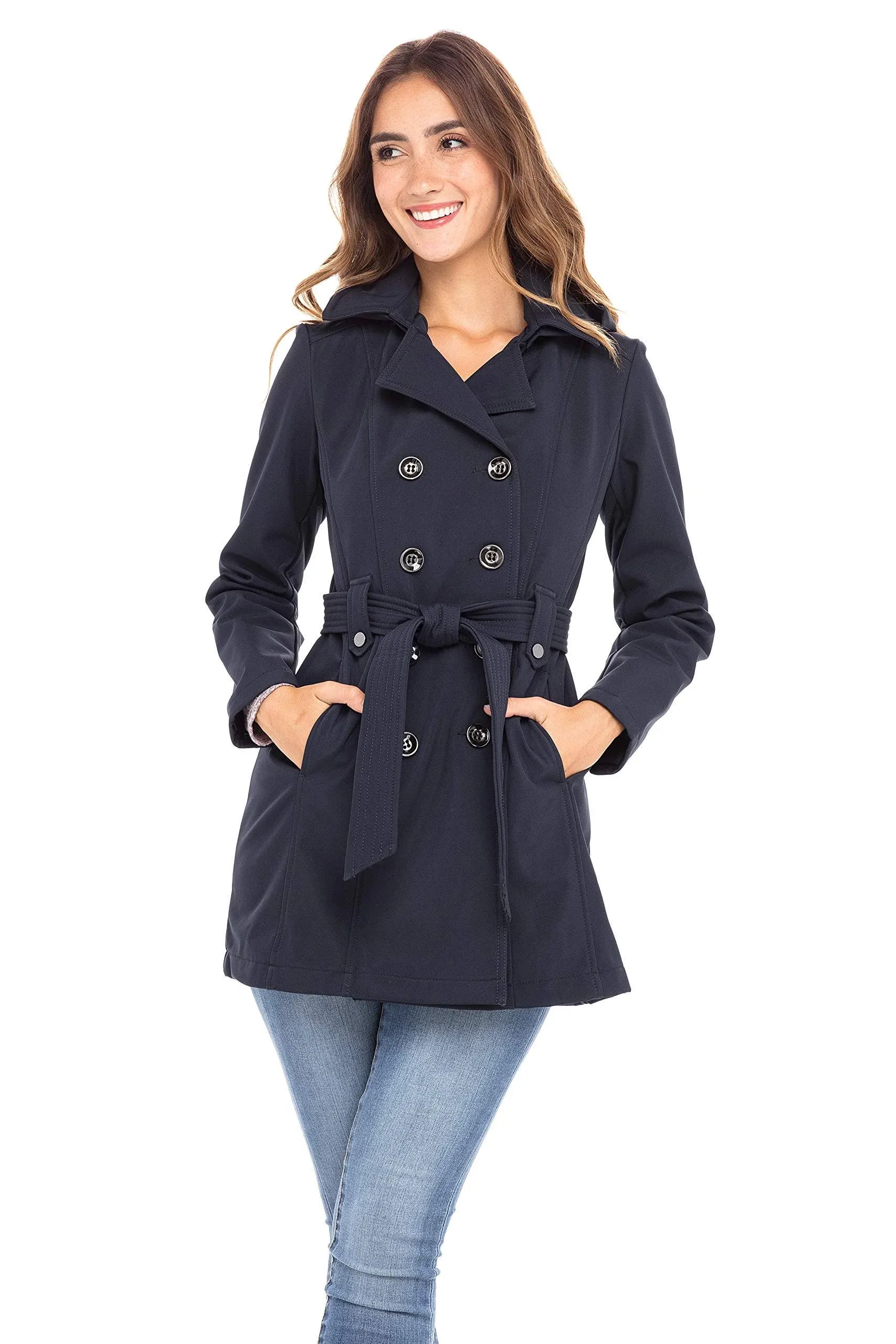 Sebby Collection Plus Softshell Trench Coat 2x / Navy