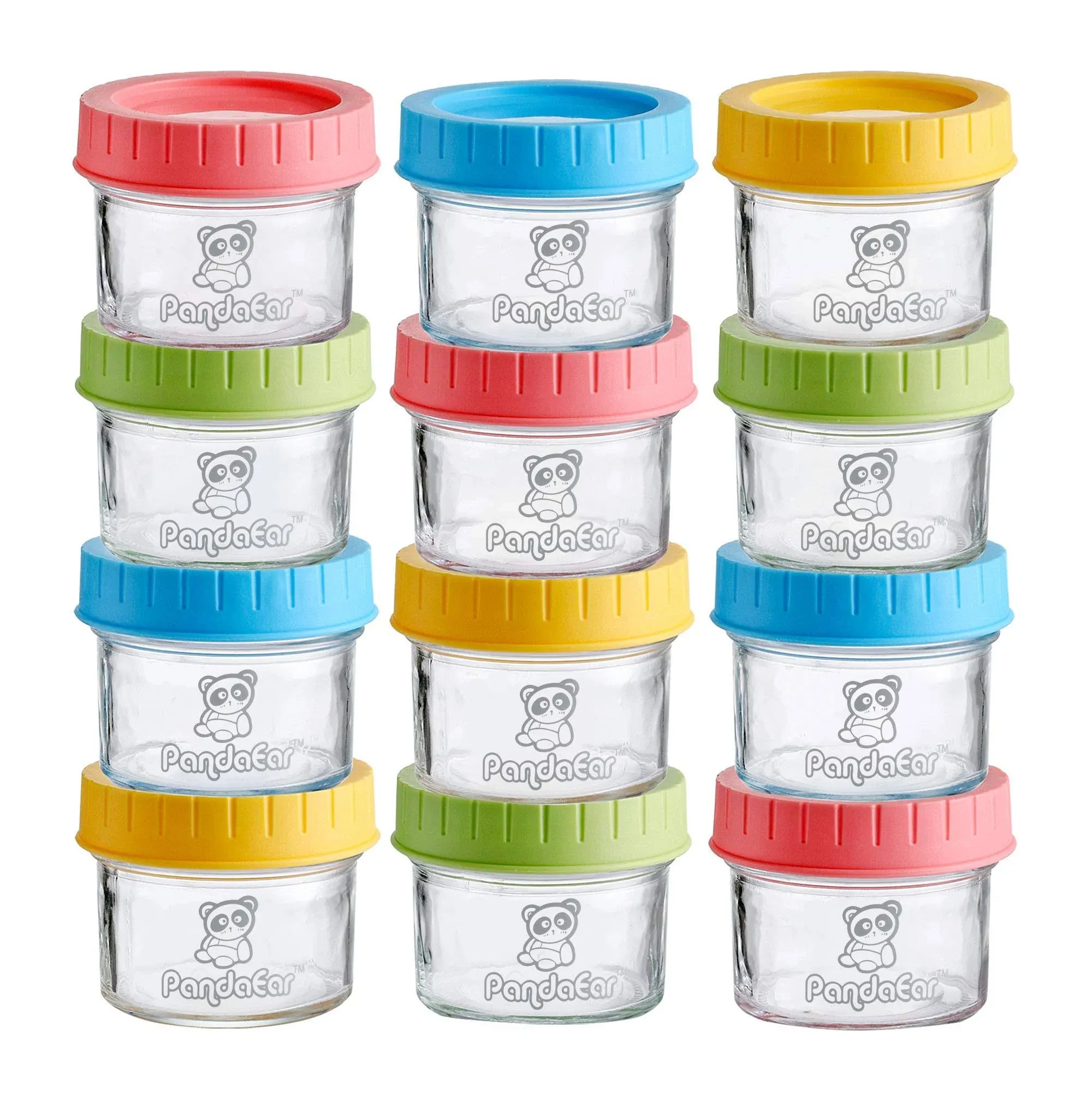 PandaEar (12 Pack) Glass Baby Food Storage Jars | 4 oz Reusable Small Containers ...