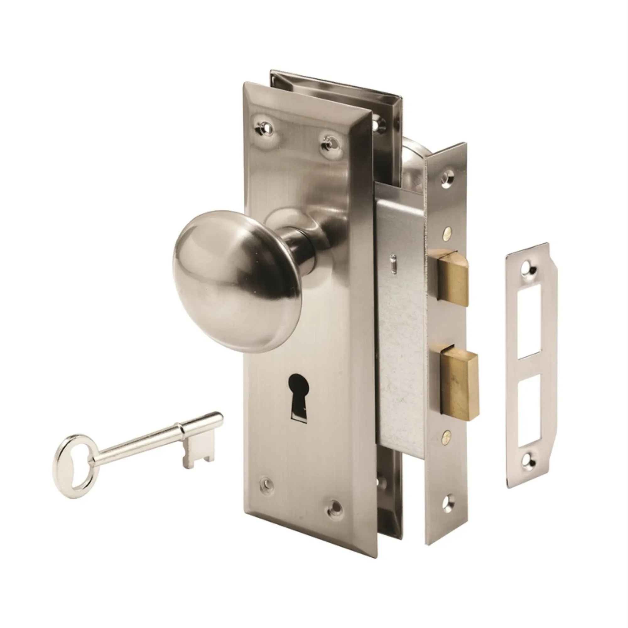 Prime Line Satin Nickel Keyed Mortise Lock Set