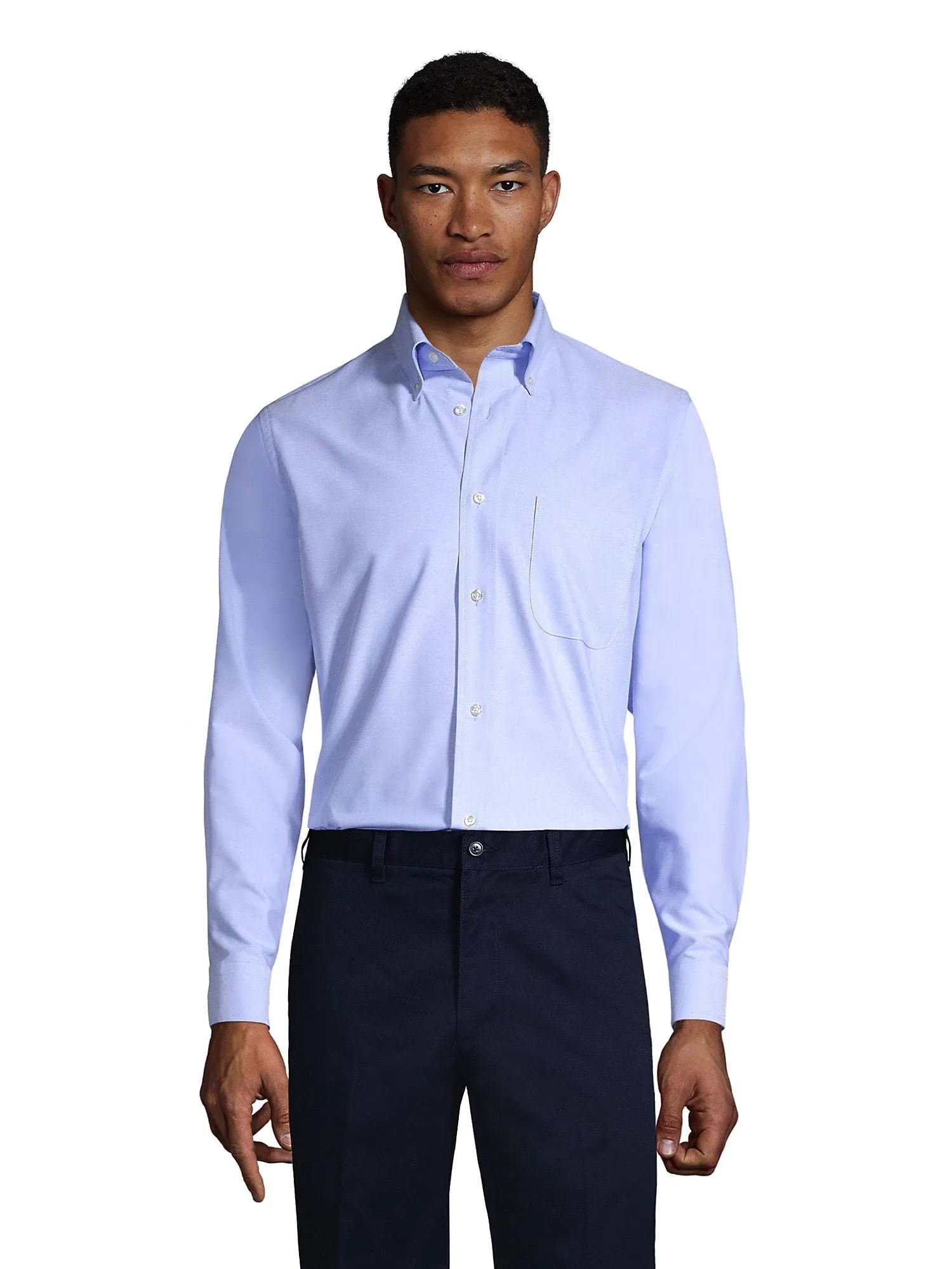 Lands' End Men's Long Sleeve Solid Oxford Dress Shirt