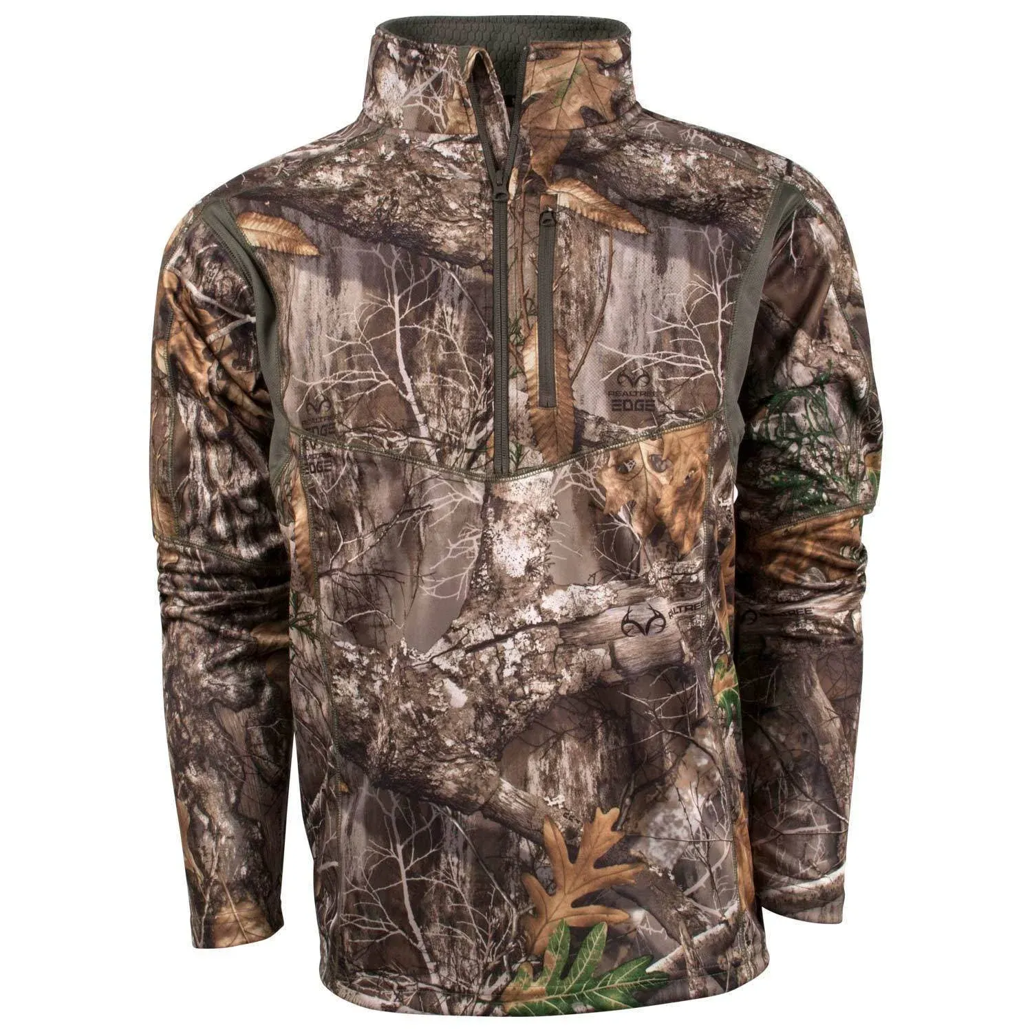 King's Camo Men's Hunter 1/4 Zip Long Sleeve Shirt Polyester Realtree Edge