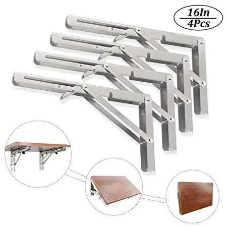 Storystore Folding Shelf Brackets - Heavy Duty Stainless Steel Collapsible Shelf ...