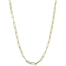 Kooljewelry 14k Yellow Gold 3.2 mm Polished Capsule Paperclip Chain Necklace (18 inch)