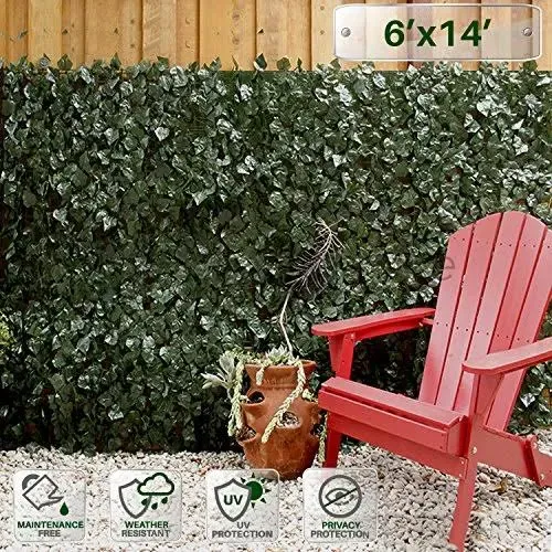 Patio Paradise 6' x 14' Faux Ivy Privacy Fence Screen with Mesh Back-Artificial ...