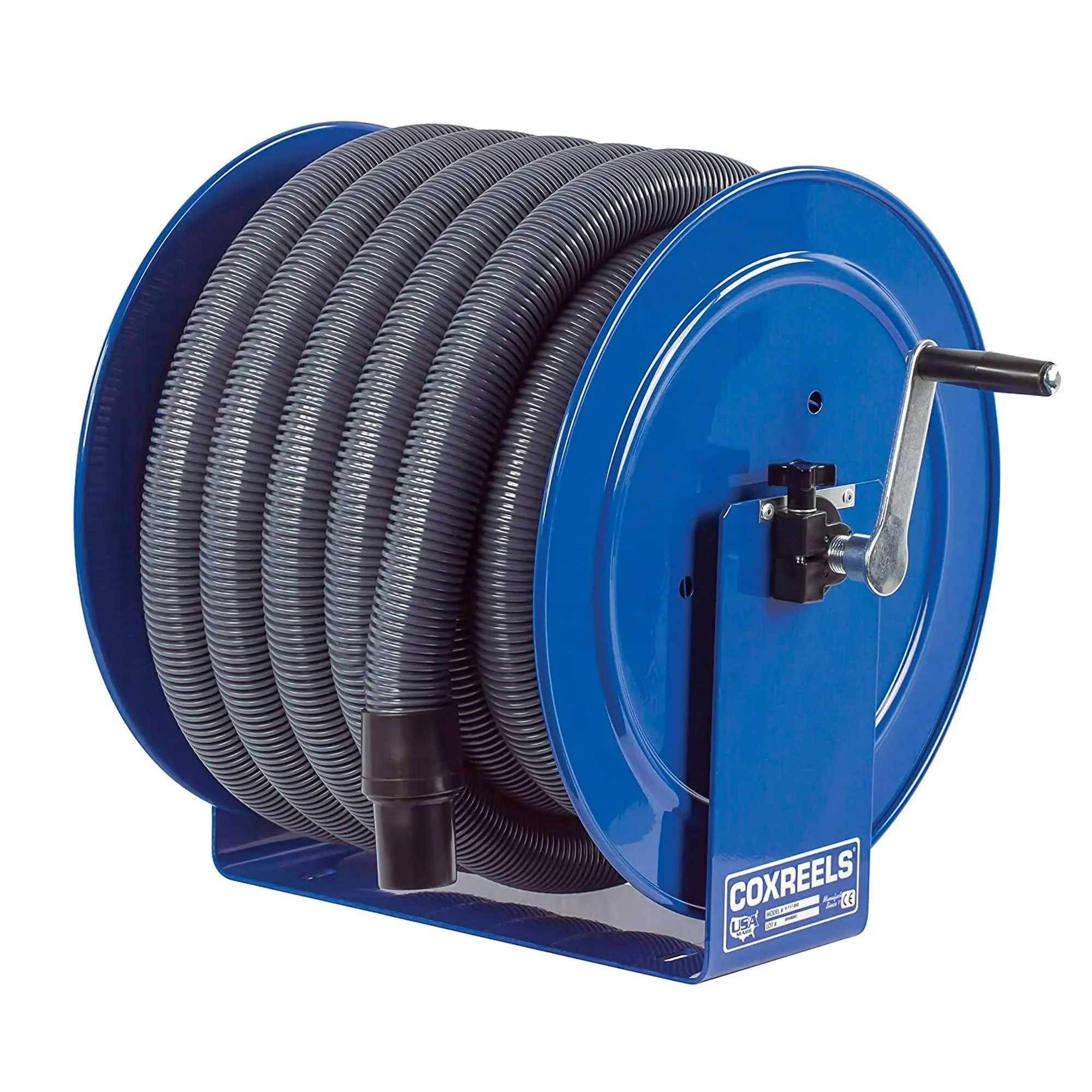 Coxreels V-117H-850 Vacuum Direct Crank Rewind Hose Reel, 1-1/2" Cuff, 2" x 50 ...