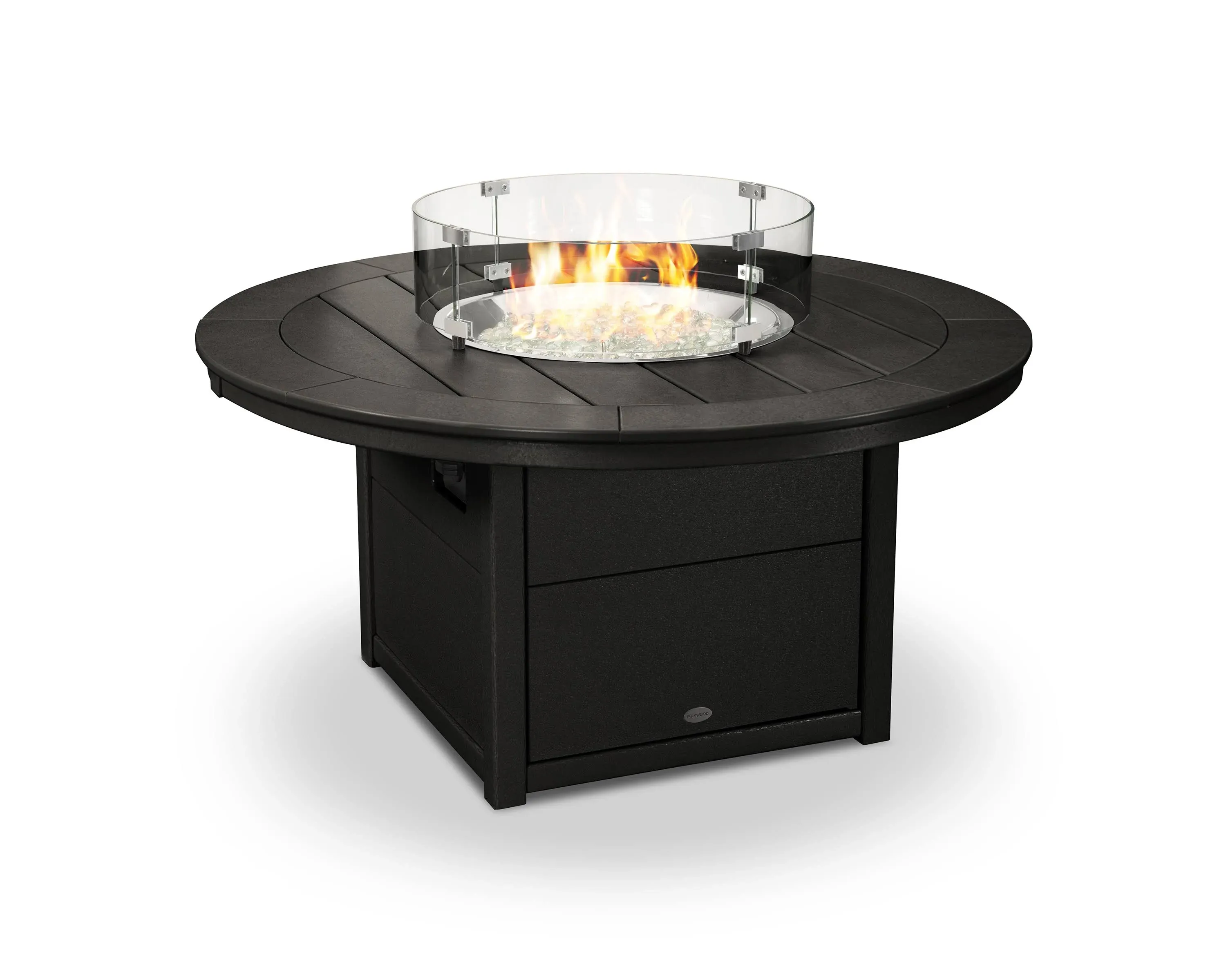 POLYWOOD Round 48" Fire Pit Table - Black