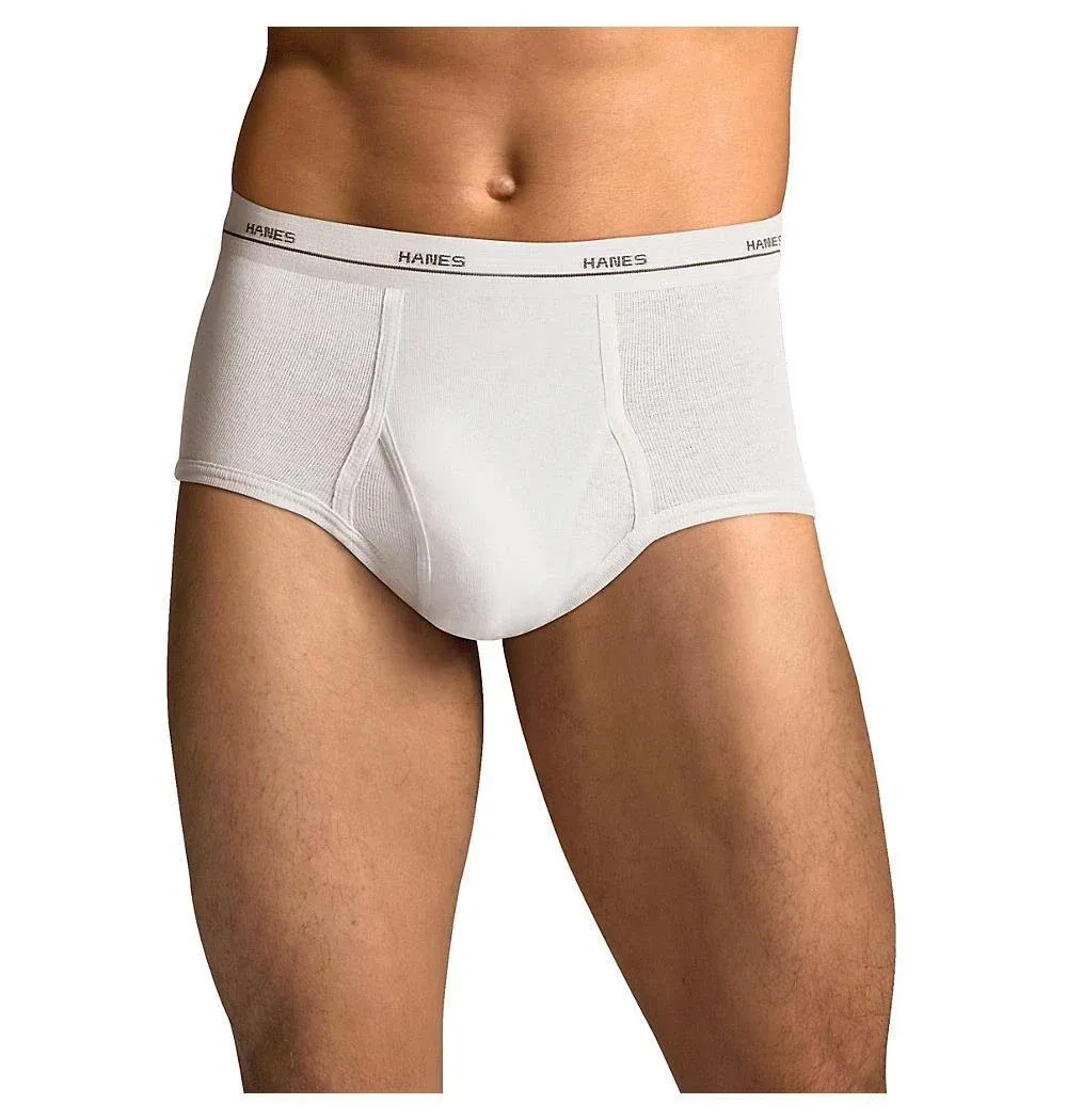 HANES 7 Tagless Briefs Full-Rise Flex Waistband White 3XL 48&#034; 50&#034; Soft Cotton