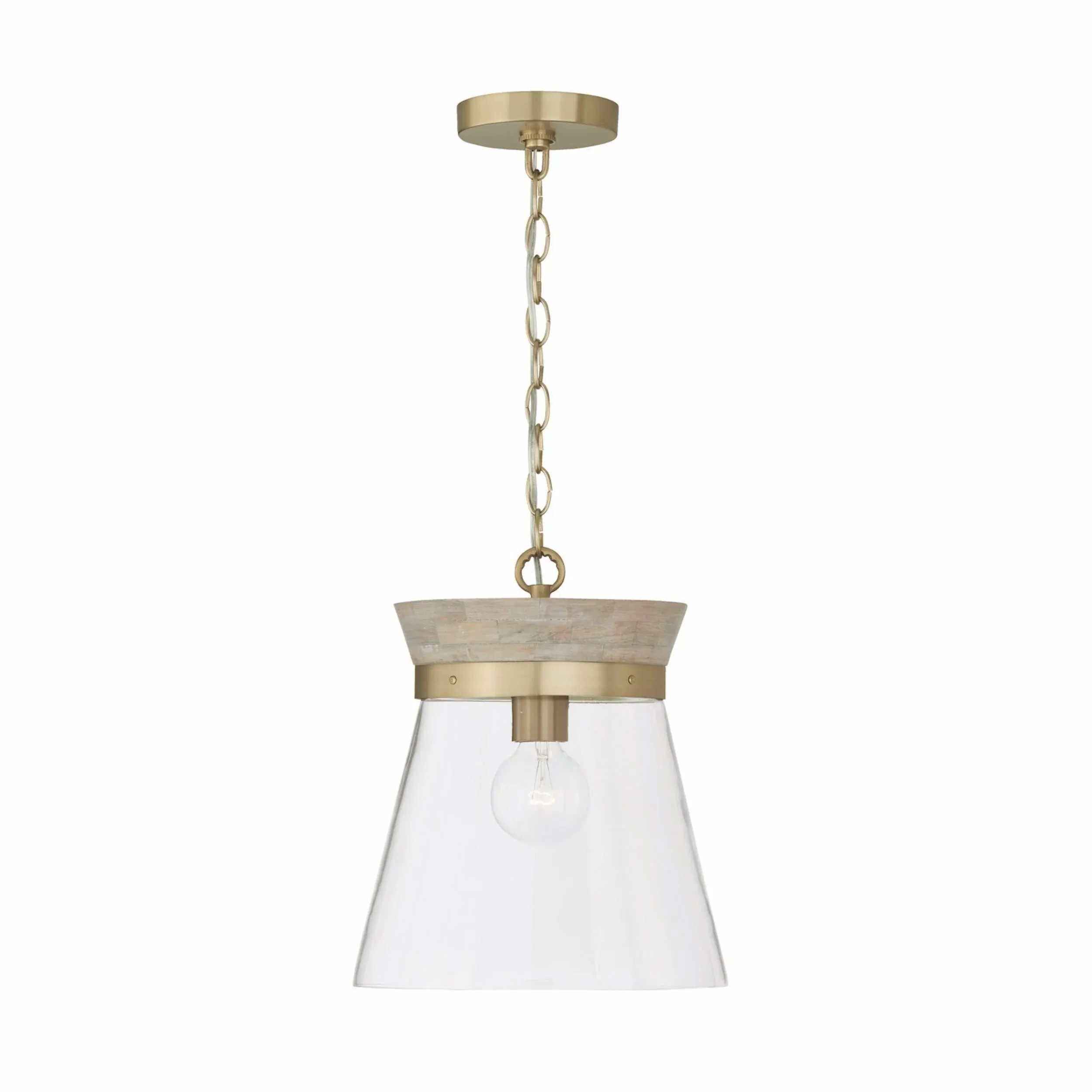 Capital Lighting Finn 1 Light Pendant White Wash/Matte Brass 347311WS