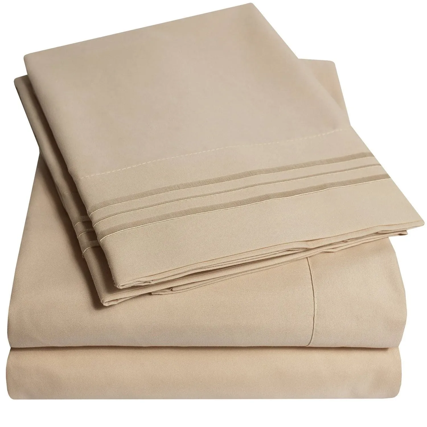 Split King 5-Piece Bed Sheet Set - Taupe, 100% Microfiber