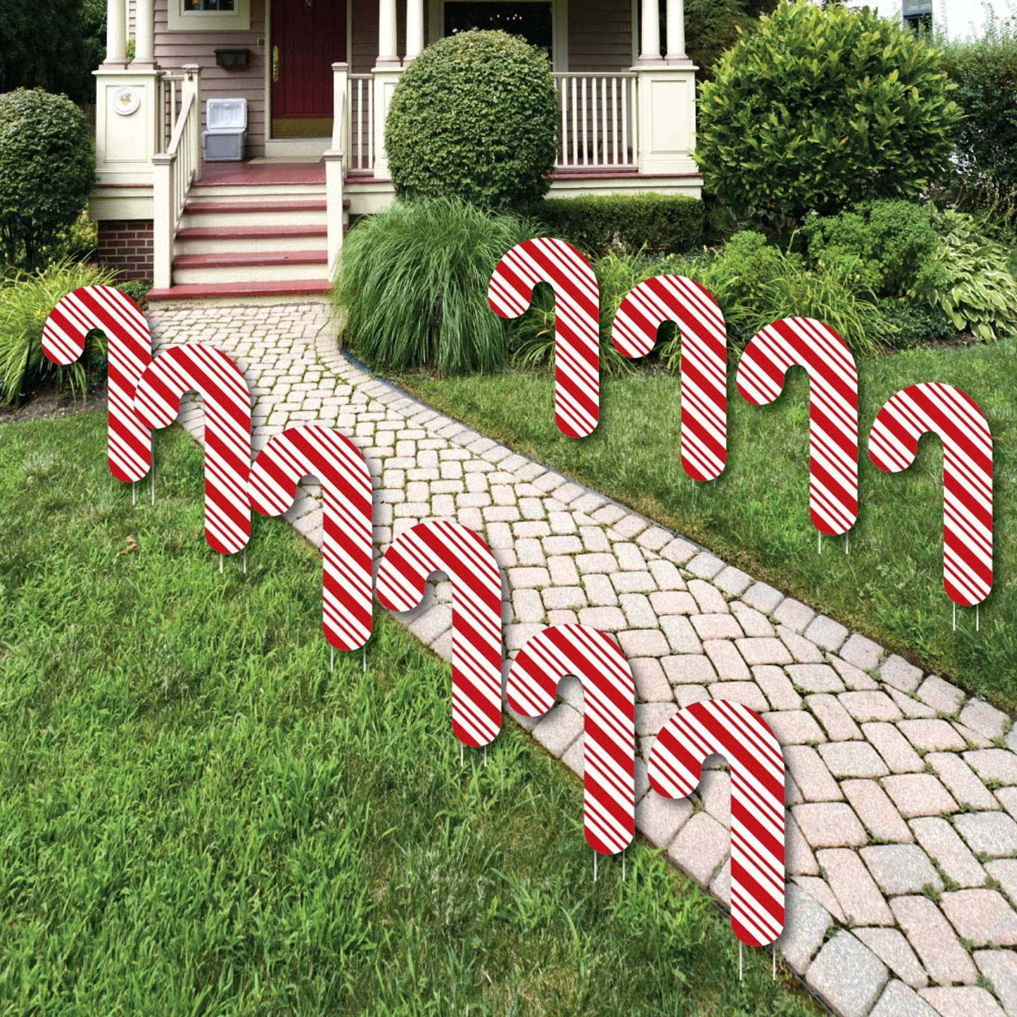 Candy Cane Lawn Decorations - Outdoor Holiday and Christmas Yard Decorations - 10 Piece