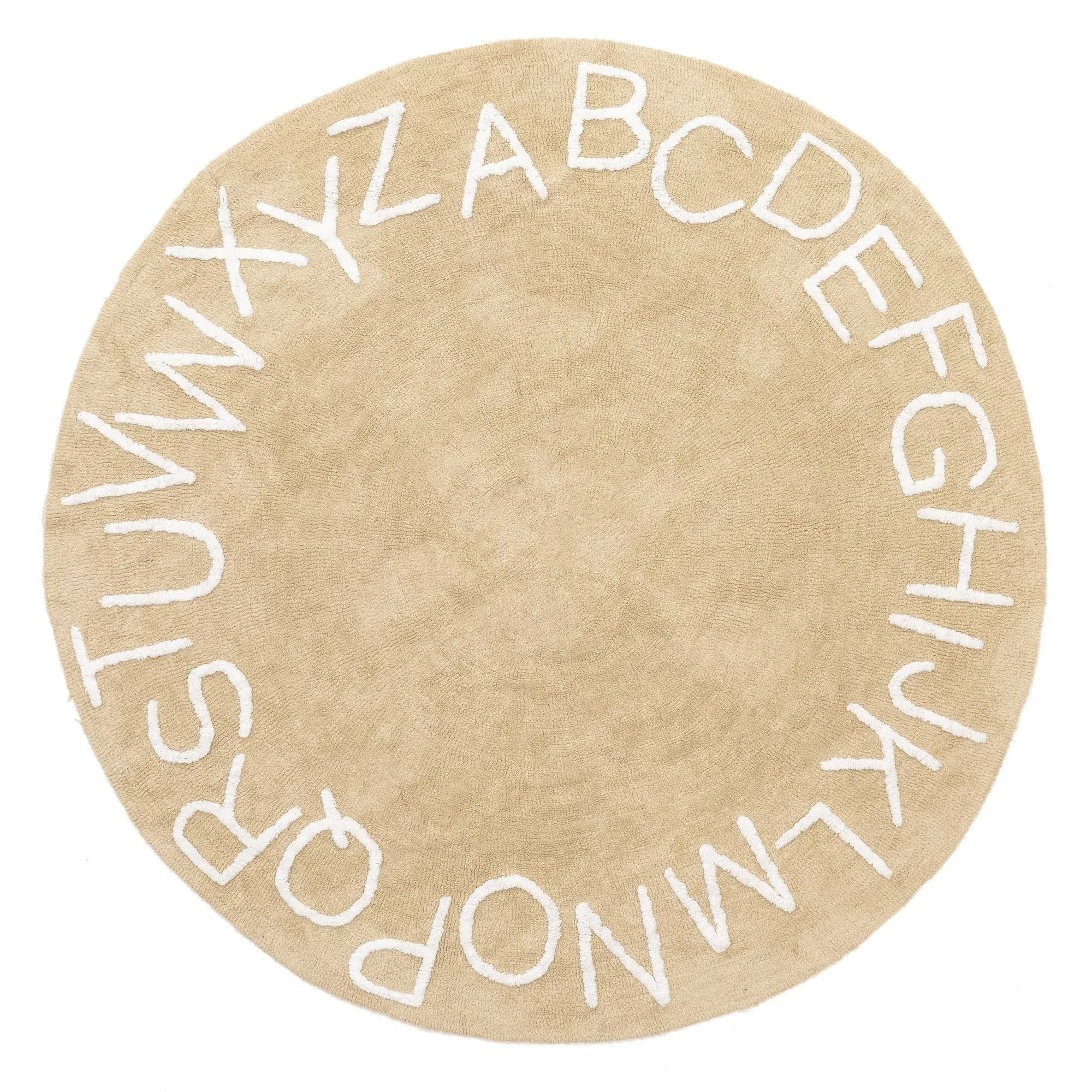 nuLOOM Kids Washable Round Alphabet Rug, 6' Round, Beige