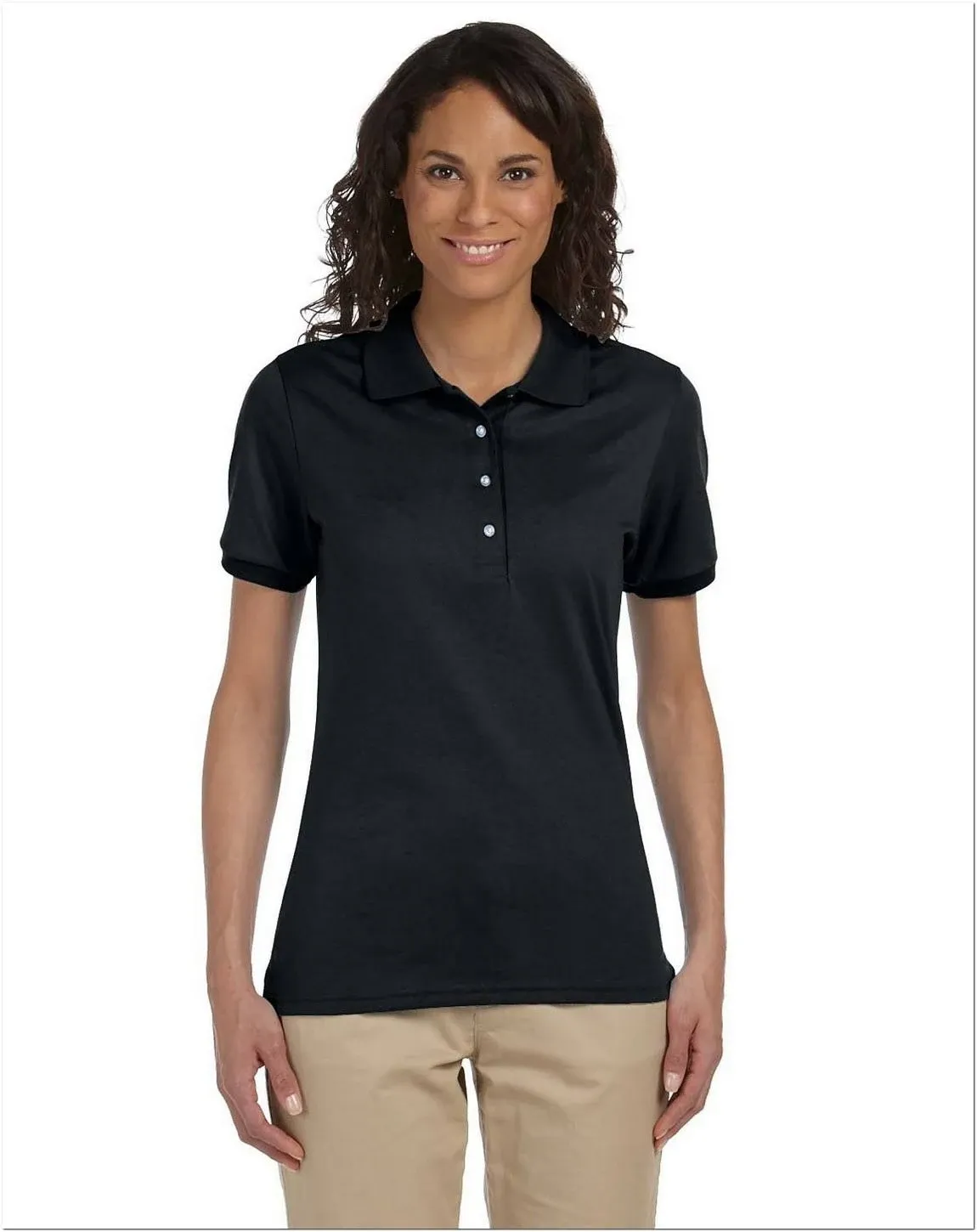 Jerzees Womens SpotShield Stain Resistant Short Sleeve Polo Shirt - Black