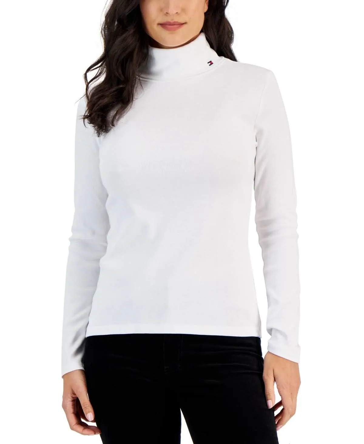 Tommy Hilfiger Women's Long Sleeve Cotton Turtleneck Top