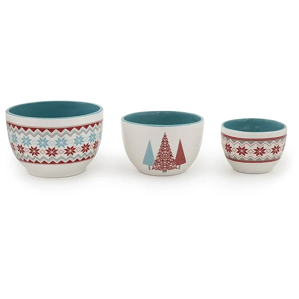 Boston International Ceramic Fancy Forest Prep Bowls (Set of 3) Multi