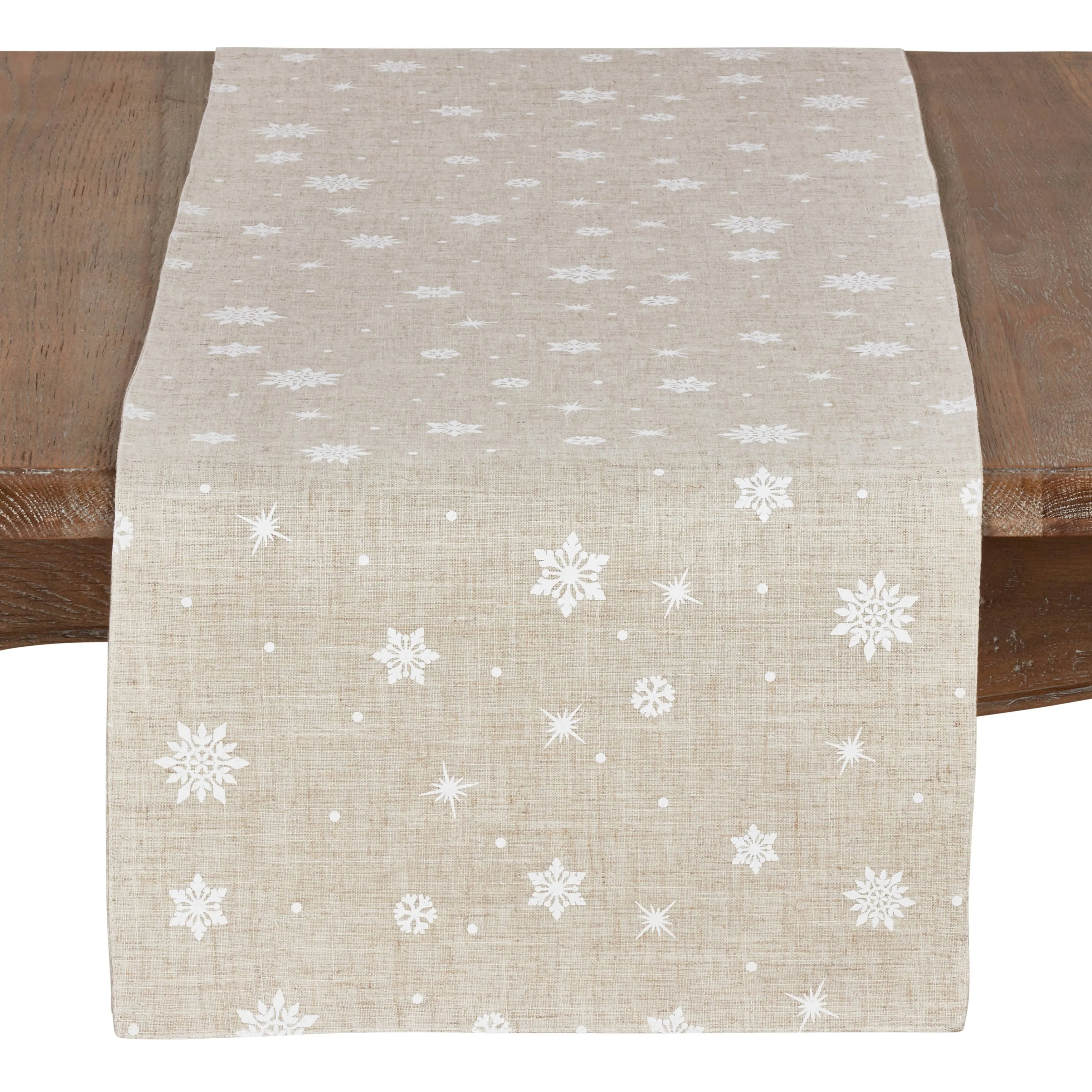 Poly And Linen Blend Snowflake Table Runner - Saro Lifestyle 7352.N16108B