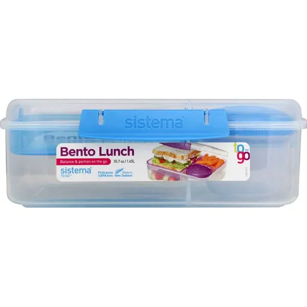 Sistema Bento Lunch Box to Go with Fruit/Yogurt Pot, 1.65 L - Assorted Colours 