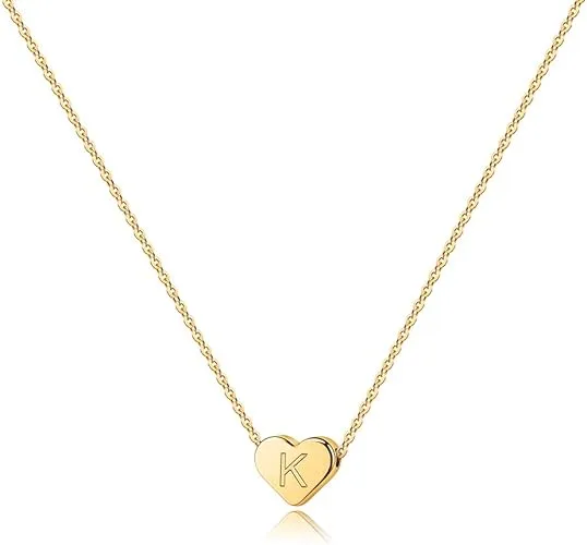 Heart Initial C Necklace for Girls - 14K Gold Filled Heart Initial Necklace f...