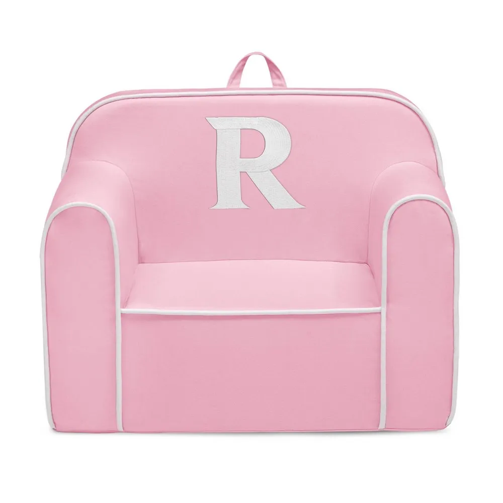 Delta Children Personalized Monogram Cozee Foam Kids' Chair - Customize with Letter R - 18 Months and Up - Pink & White