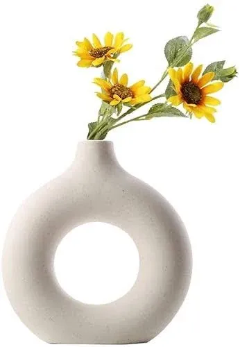 Large White Vase for Pampas Grass Dried Flowers, Modern Boho Nordic Vase,