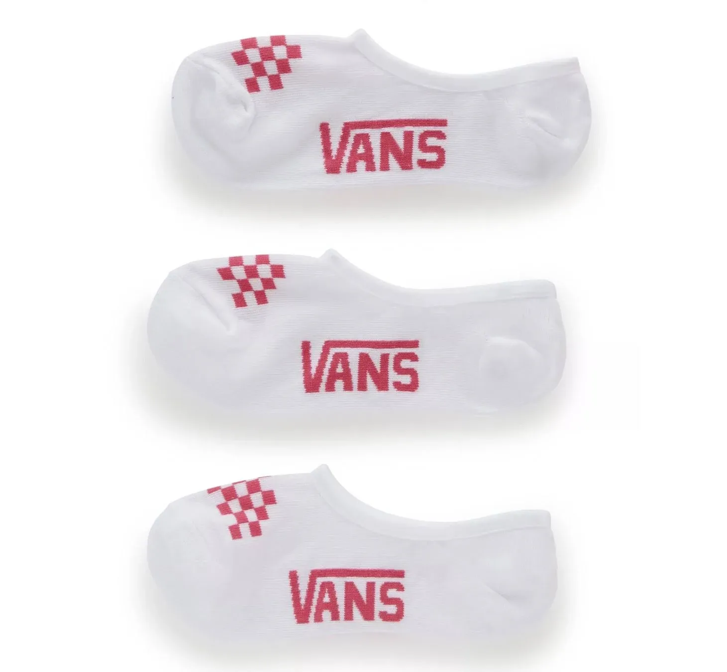 Vans Super No Show Socks - Women's and Girls (White/Pink Check, Womens Shoe Size 7-10)